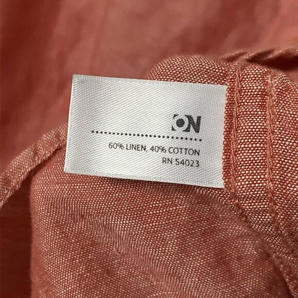 Y2K Old Navy Linen Shirt Mens XL Red Short Sleeve Camp Shirt - Picture 3 of 6